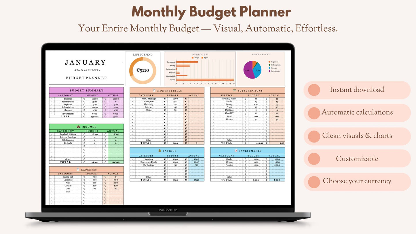 Templyx Budget Planner (Google Sheets)